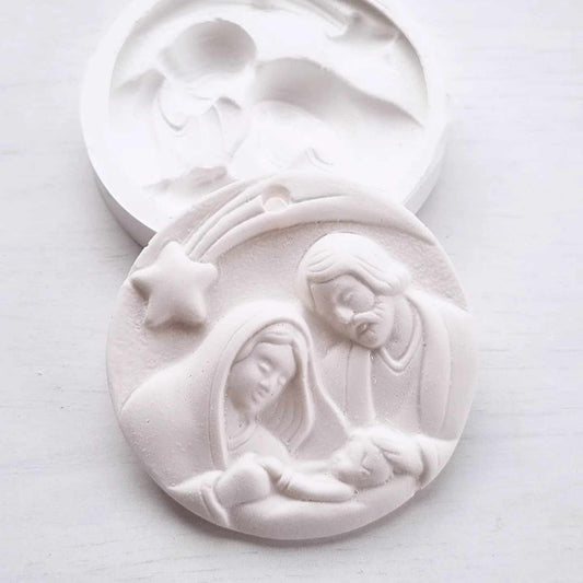 Molde redondo presépio relevo