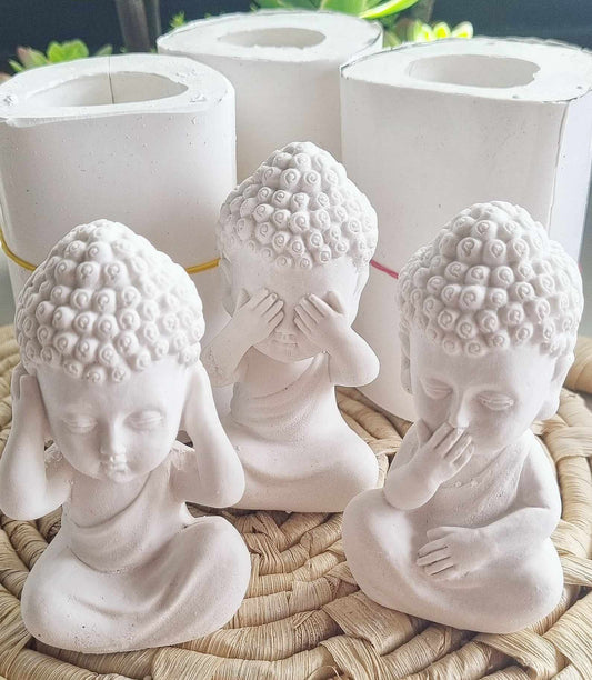 Moldes 3 budas, cego, surdo e mudo.