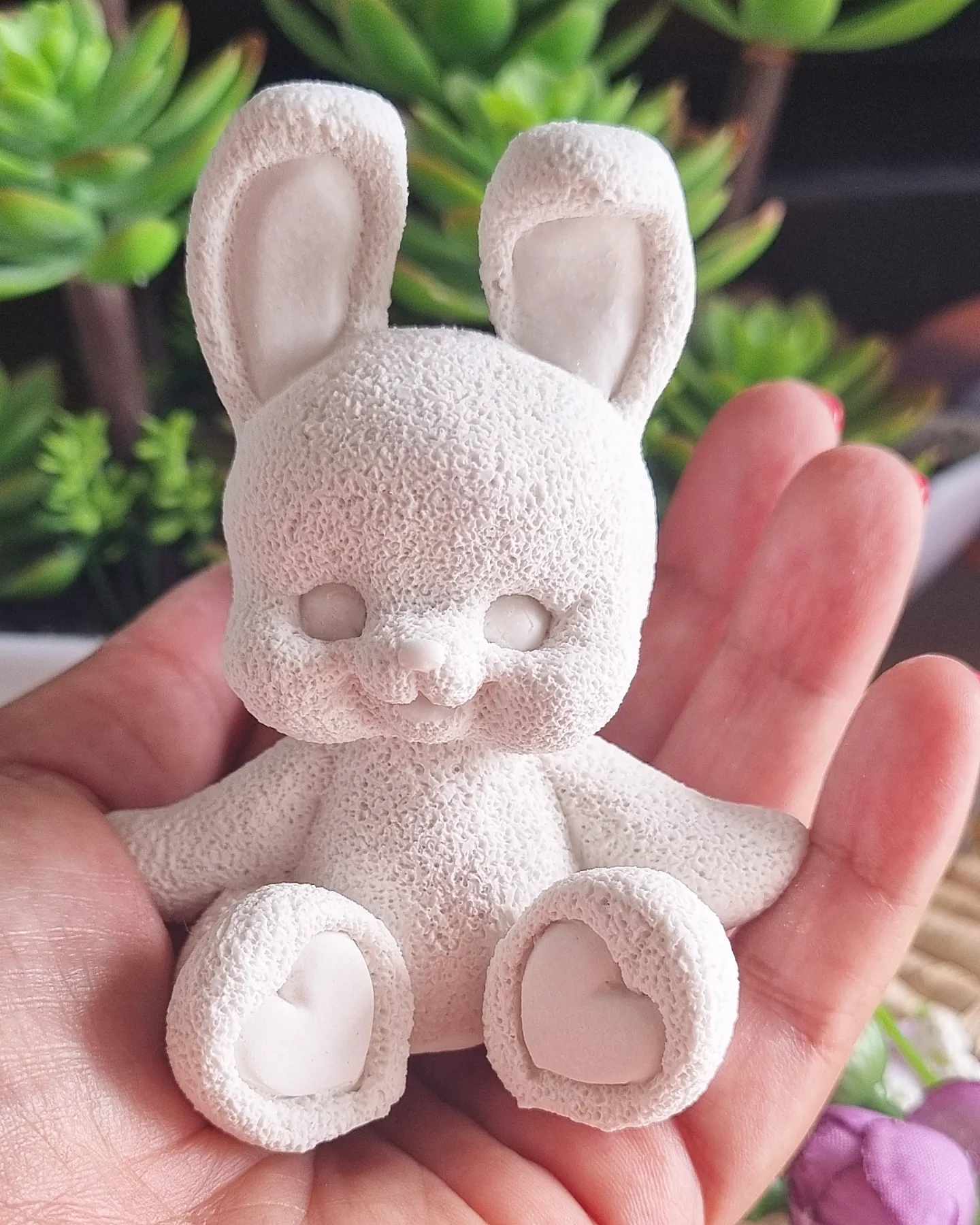 Molde coelho 3D corações