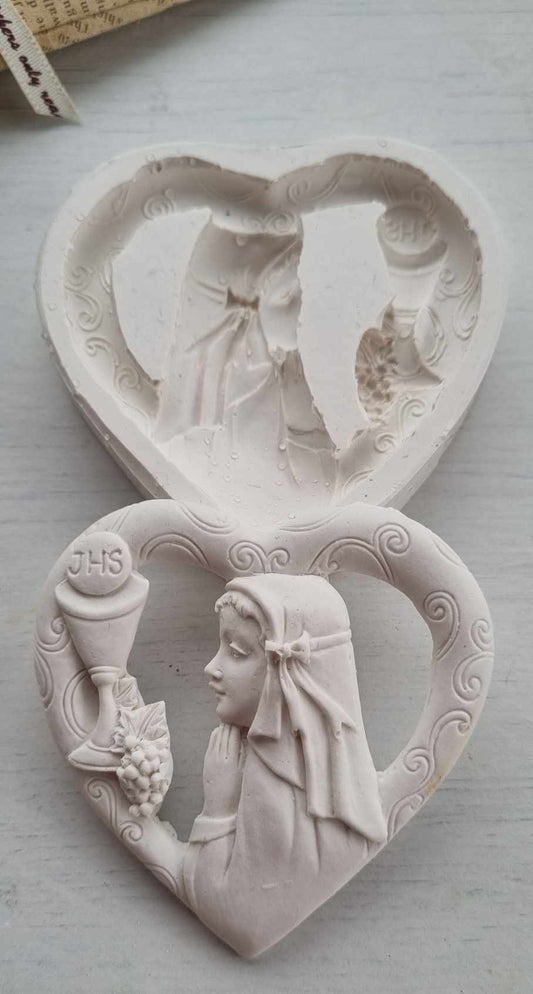 Molde Coração Comunhão menina