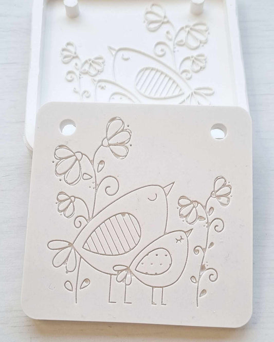 Molde passarinhos quadrado grande