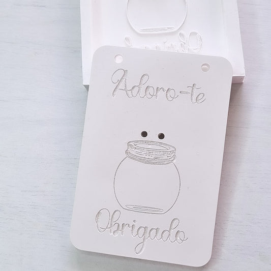 Molde patela com vaso e dedicatória.