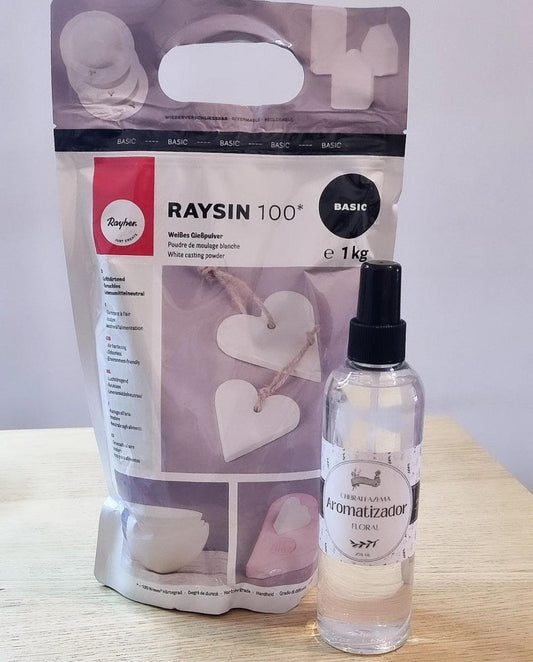 Pó cerâmico Rayher e aromatizador floral, frasco transparente