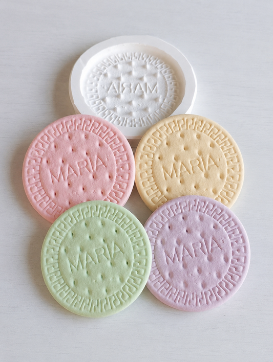 Conjunto de moldes para bolachas Maria: carimbos redondos coloridos com padrão circular