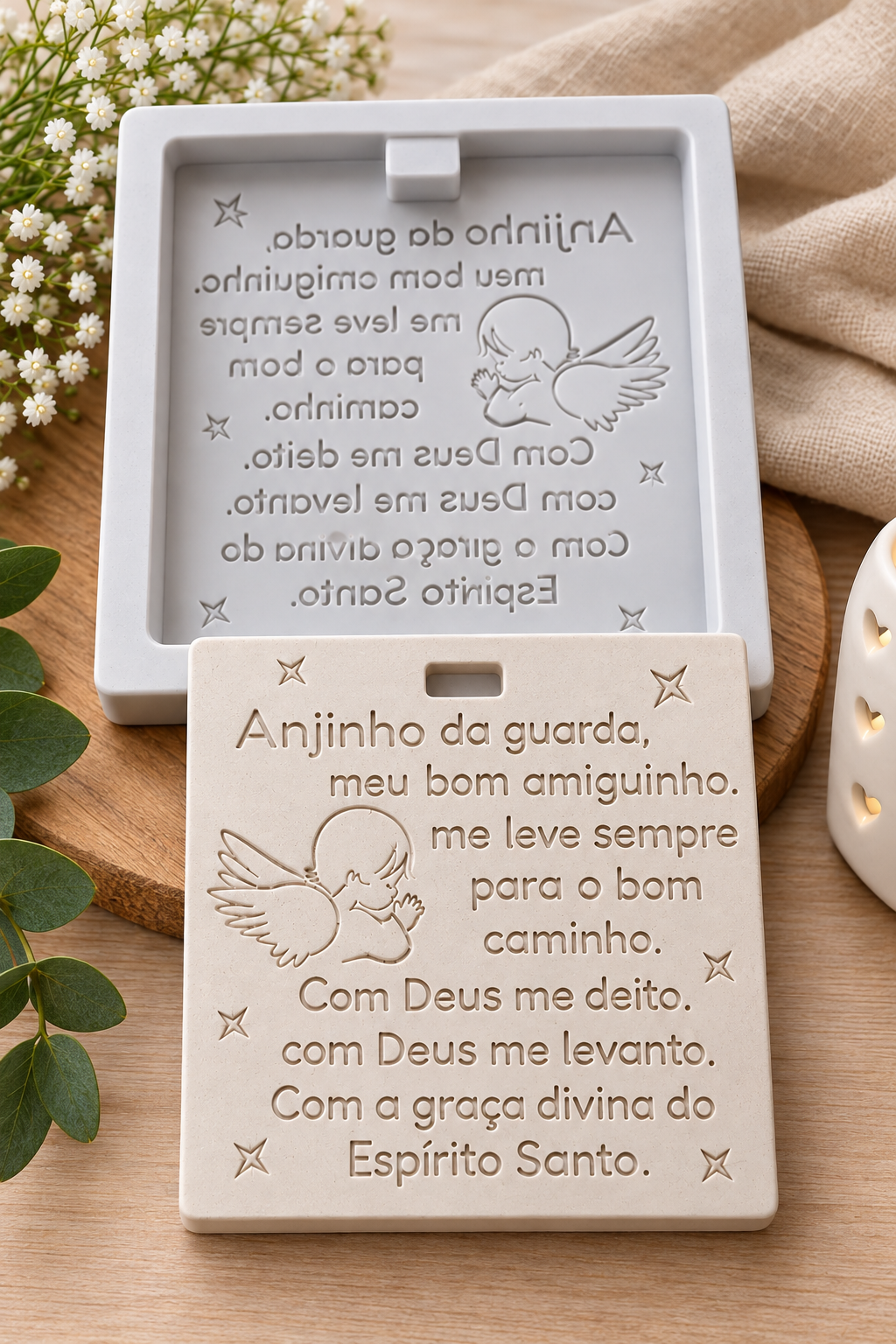 Molde quadrado grande anjo da guarda