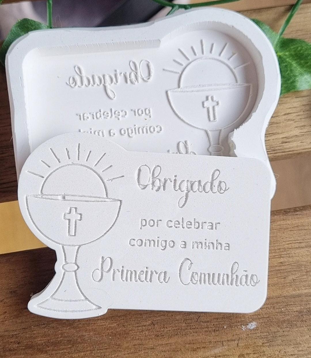 Molde em relevo para Primeira Comunhão com cálice e cruz
