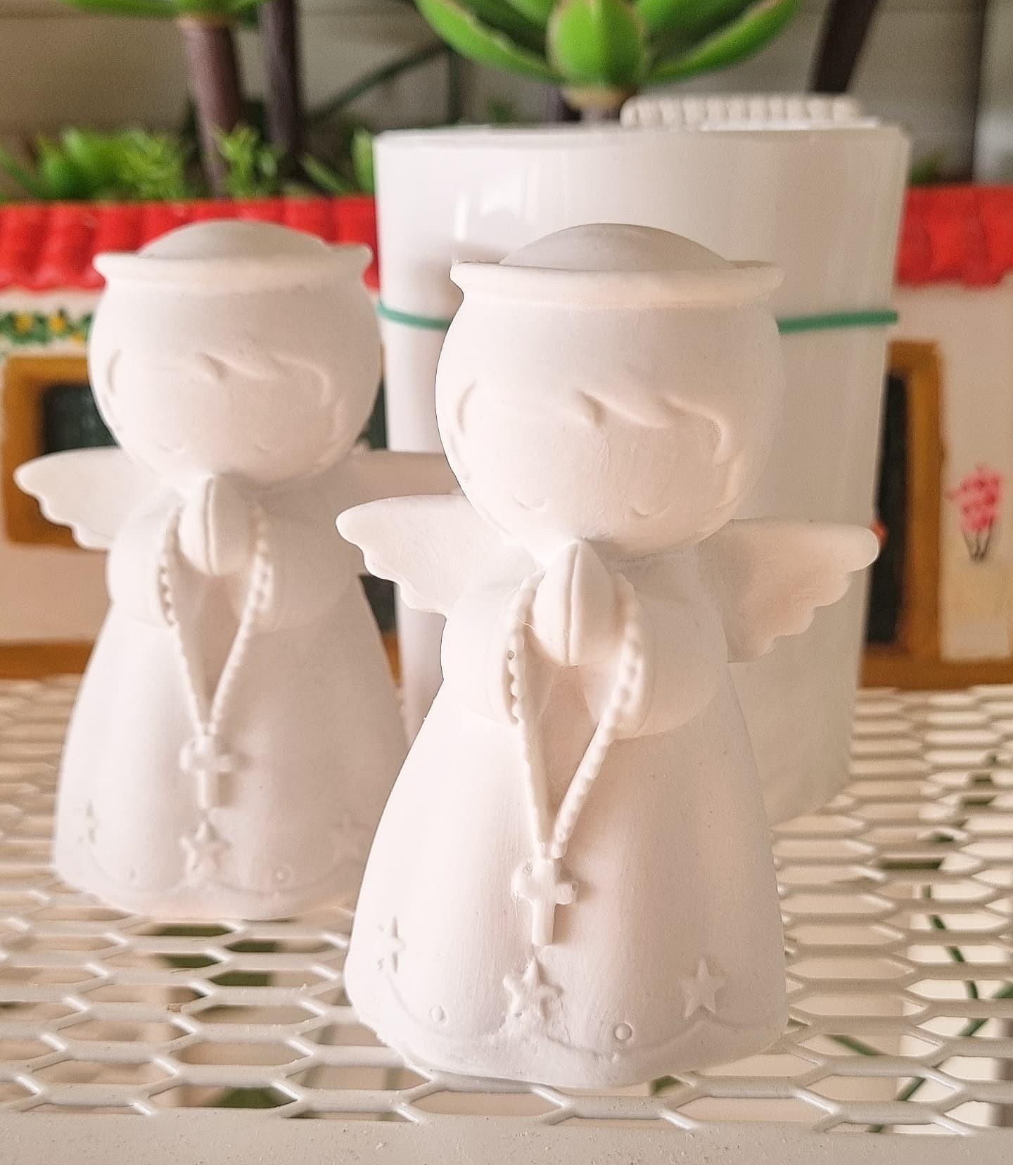 Molde 3D de anjo com cruz, forma branca