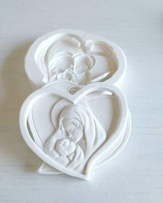 Molde coração mãe e filho c/ furo - CHEIRALFAZEMA