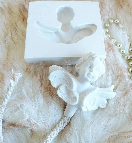 Molde de anjo para difusor com figura sentada e asas, em branco