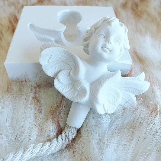 Molde de anjo para difusor em branco, com figura de criança alada