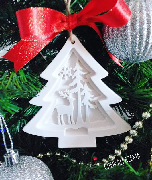 Molde árvore c/ rena e pinheiros - CHEIRALFAZEMA