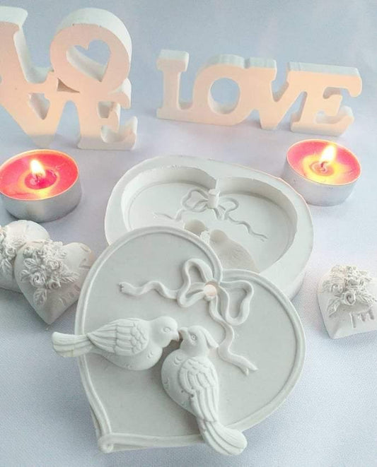 Molde coração pássaros grande - CHEIRALFAZEMA