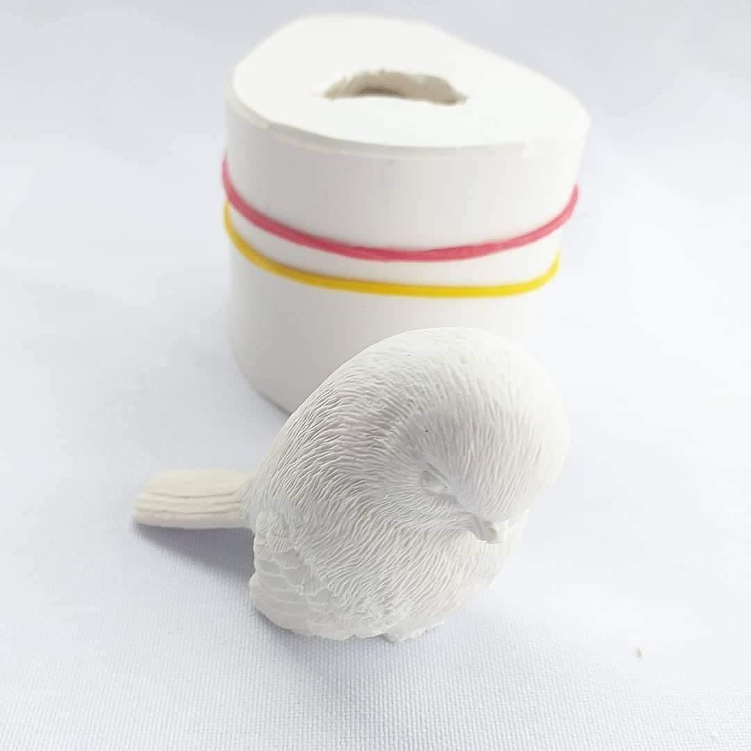 Molde 3D individual de passarinho branco em relevo, peça do molde