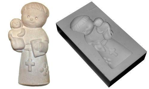 Molde em relevo do Santo António 2D, forma cinzenta com figura em detalhe