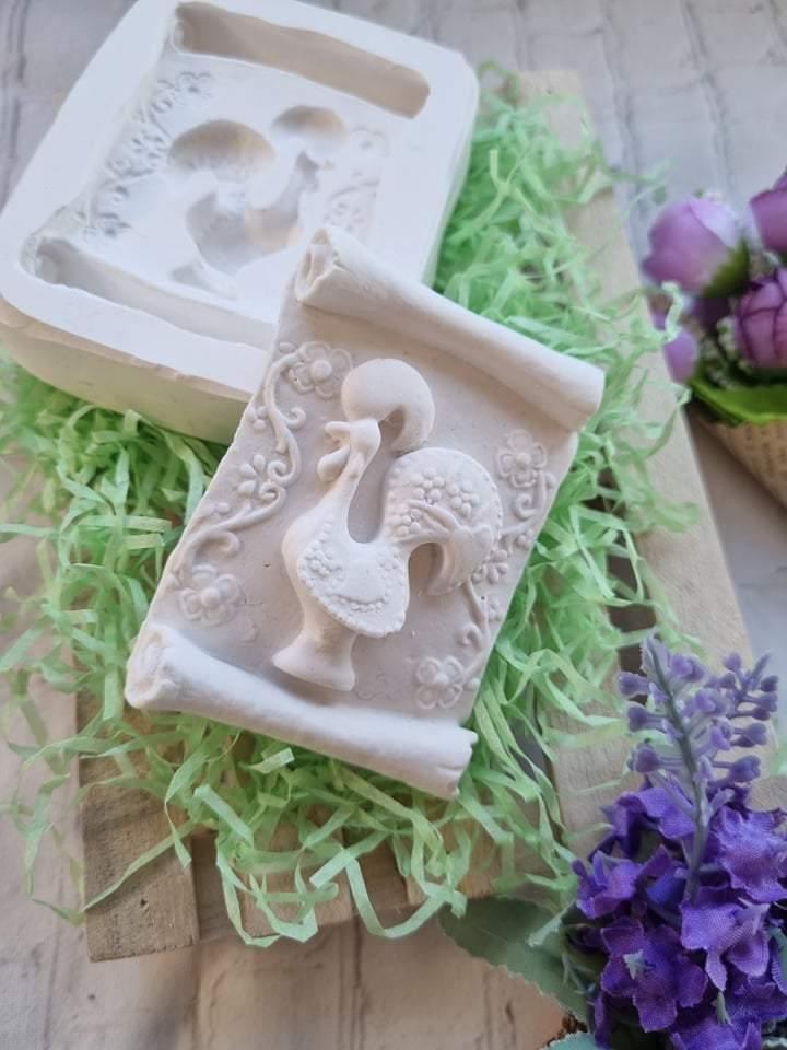 Molde em silicone com relevo de galo de Barcelos, branco