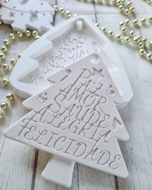 Molde árvore de natal Paz, Amor... - CHEIRALFAZEMA