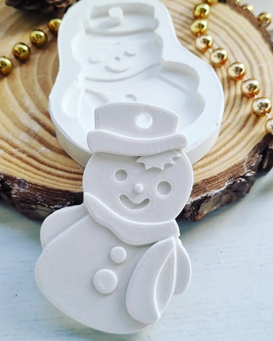 Molde de boneco de neve branco em silicone, forma com cabeça e braços