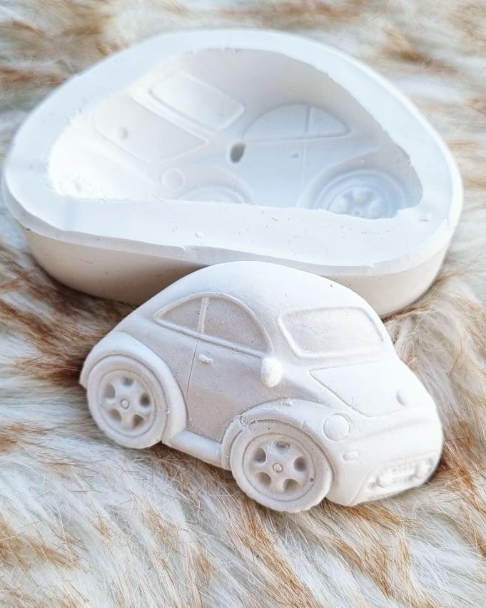 Molde de carro de silicone branco com forma do veículo em relevo