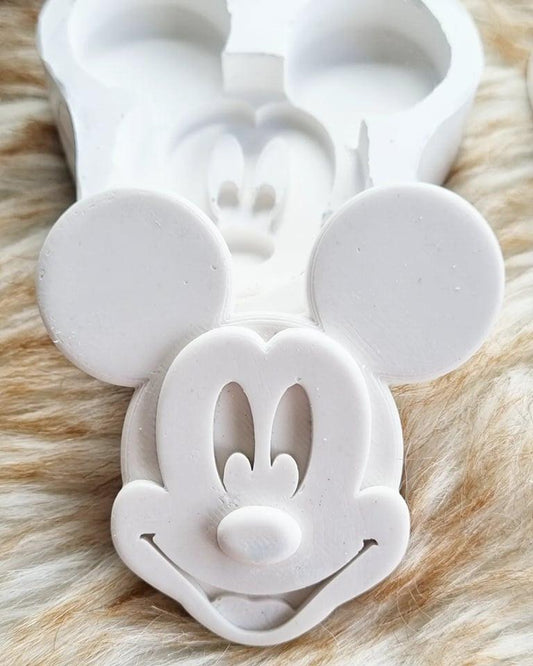 Molde em silicone da cabeça do Mickey, cor branca, com orelhas e rosto detalhado