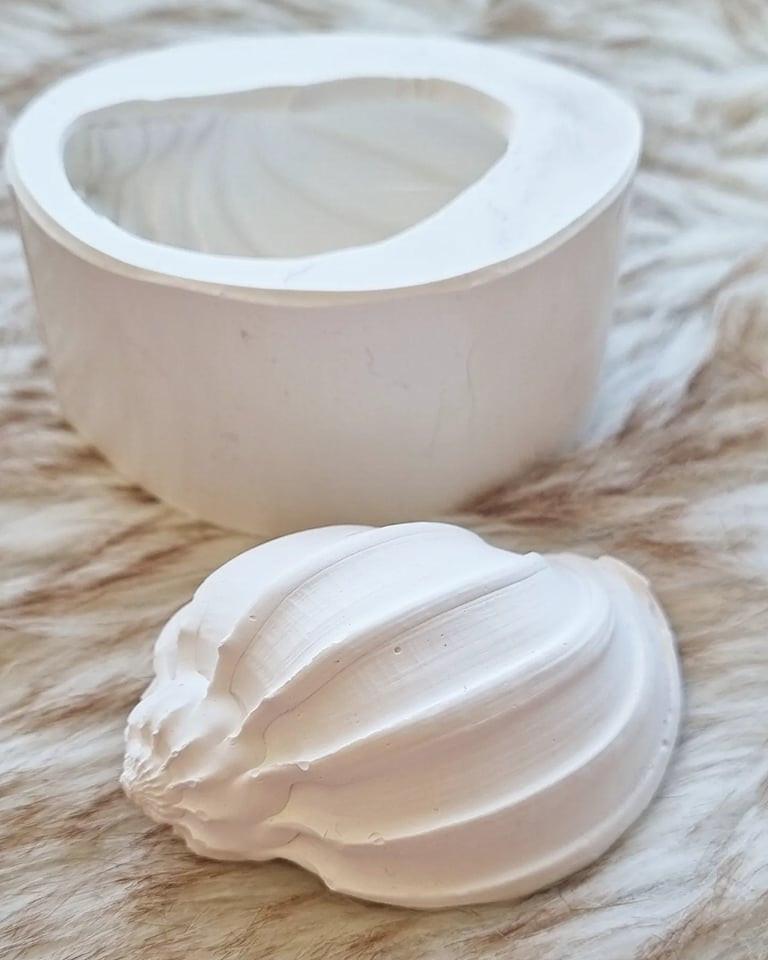 Molde de búzio 3D branco, em formato de concha com relevo