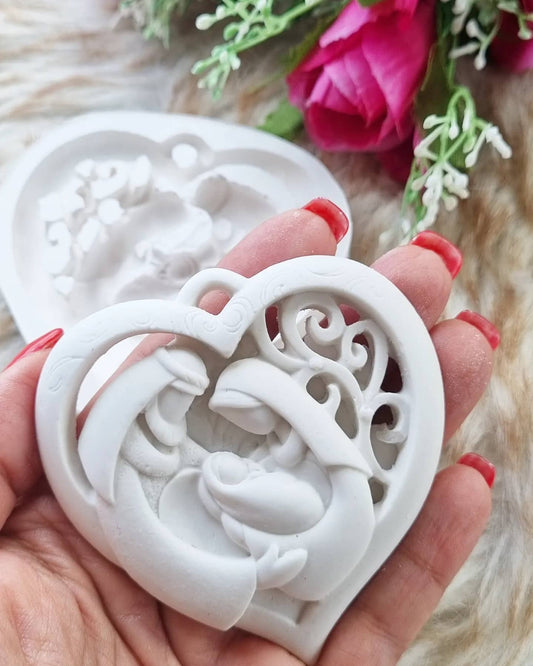 Molde coração presépio arabescos