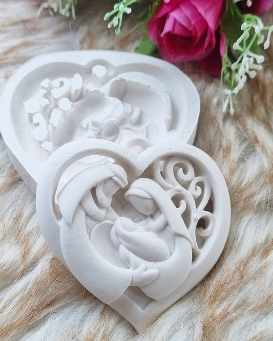Molde coração presépio arabescos