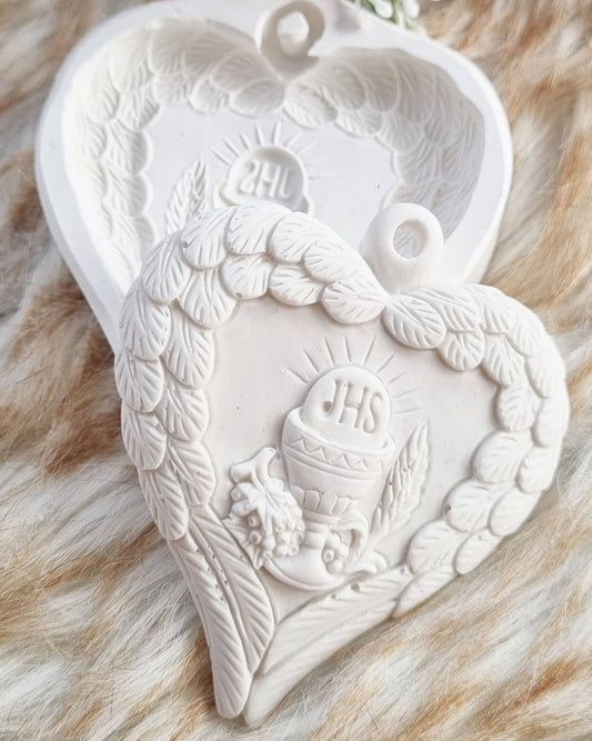 Molde coração asas comunhão