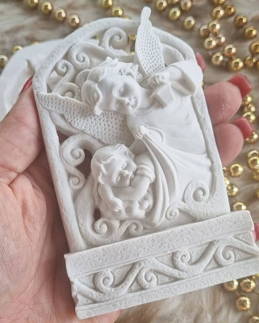 Molde anjo da guarda com bebé