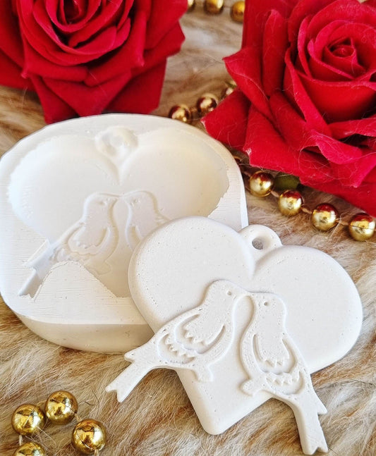 Molde coração passarinhos peq. II