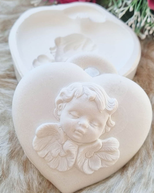 Molde coração anjo barroco grande