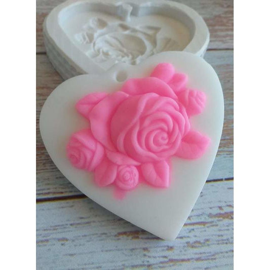 Molde coração com rosa - CHEIRALFAZEMA
