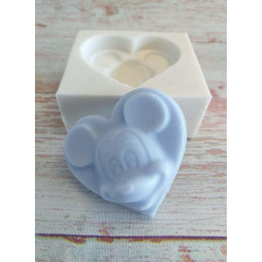 Molde de silicone em forma de coração Mickey azul