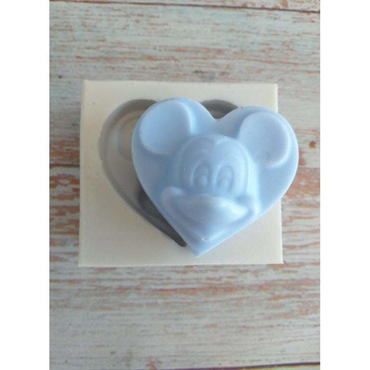 Molde de silicone coração Mickey azul na forma retangular