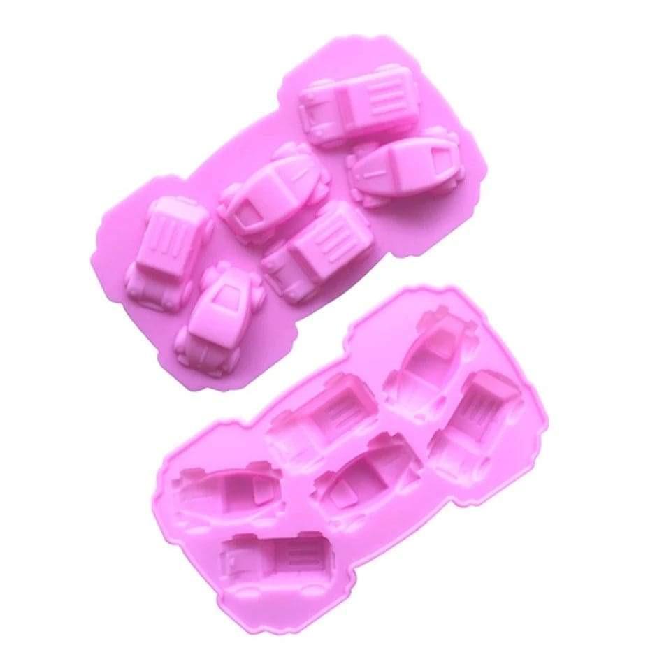 Molde de silicone para carros com 6 cavidades, cor rosa