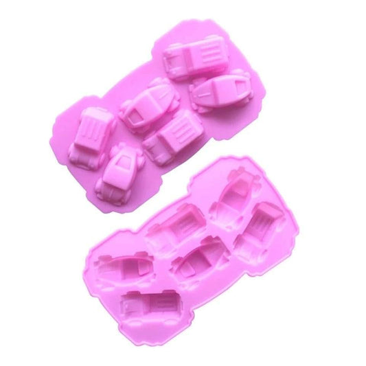 Molde de silicone para carros com 6 cavidades, cor rosa