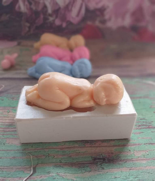 Molde de bebé a dormir com caixa, boneco de silicone rosa, azul e pele