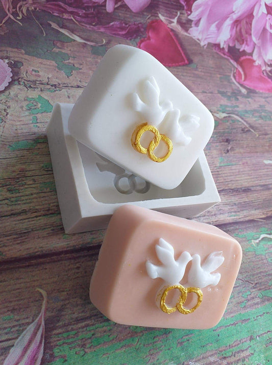 Molde rectangular pombas com alianças - CHEIRALFAZEMA