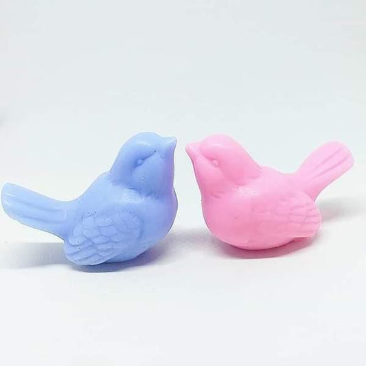 Molde de passarinho 3D em silicone, azul e rosa, formato de ave