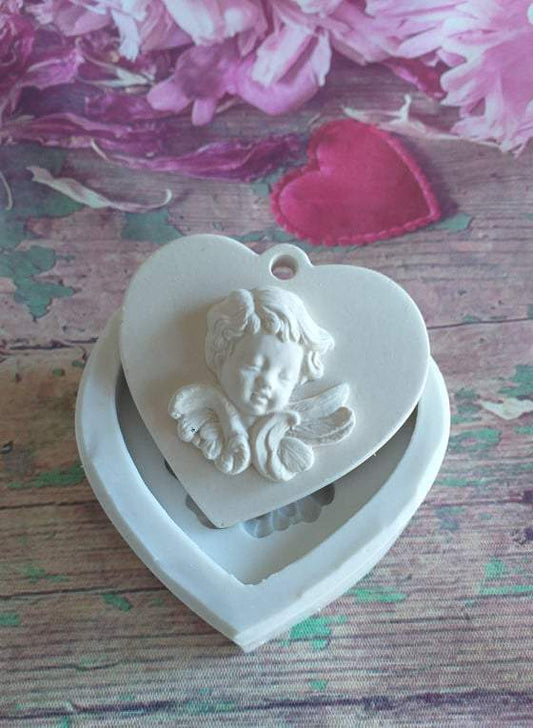 Molde coração com anjinho - CHEIRALFAZEMA