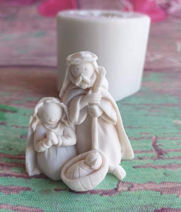 Molde de presépio 3D pequeno em relevo, com figura angelical e criança