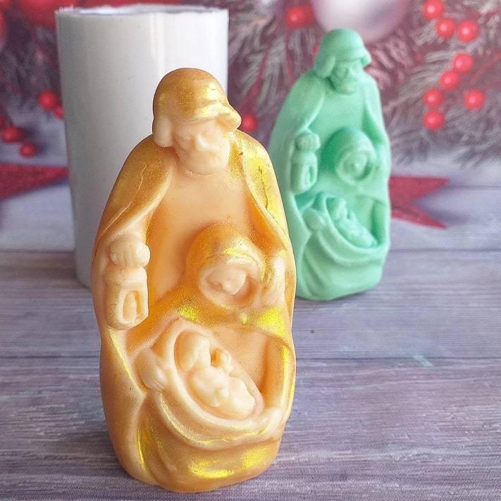 Molde de presépio 3D grande, forma em relevo com figura dourada