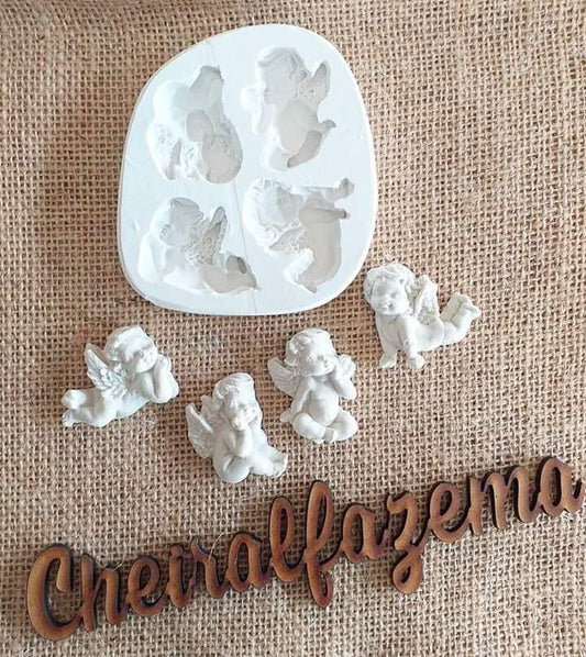 Molde de silicone com quatro anjinhos