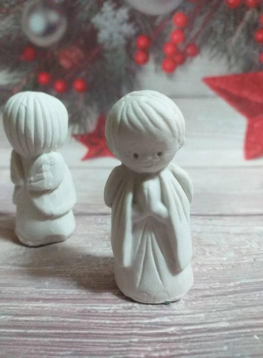 Molde 3D de anjo menina branco, figura com cabelo ondulado e vestido