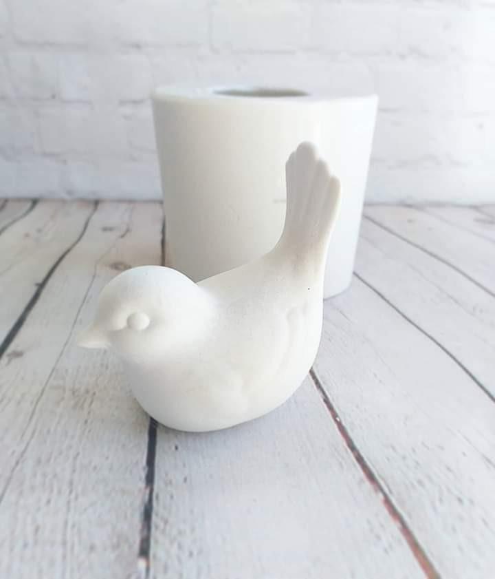 Molde pomba 3D grande em silicone branco, com pomba em relevo