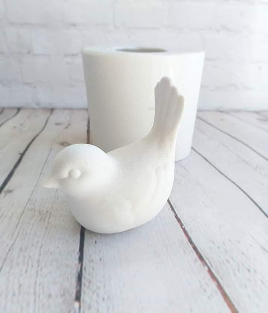 Molde pomba 3D grande em silicone branco, com pomba em relevo