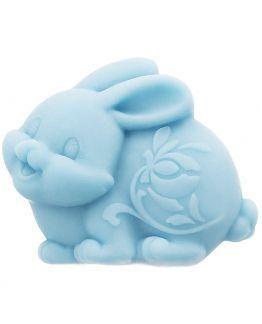 Molde de coelho grande azul claro, em forma de coelho com relevo.