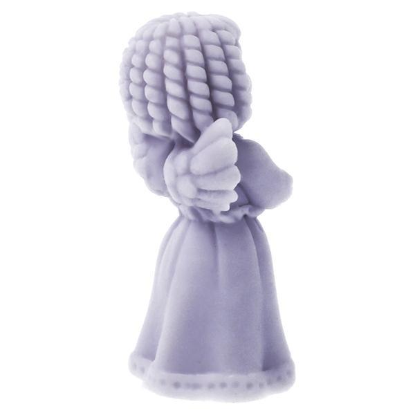 Molde 3D em forma de anjo a cantar, cor lilás, com livro e asas