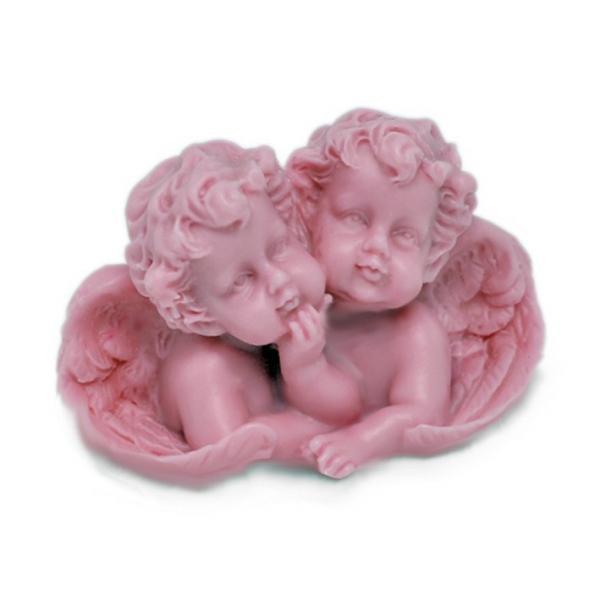 Molde de anjinhos gémeos em silicone rosa, anjinhos em relevo com carinhas