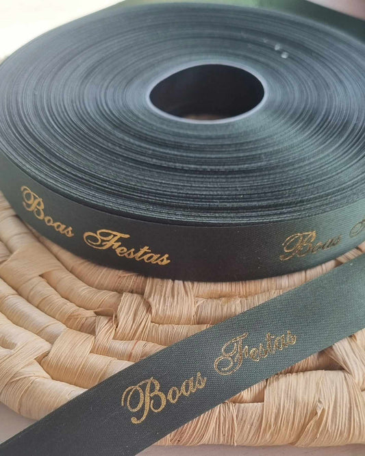 Fita " Boas Festas" Verde Escuro