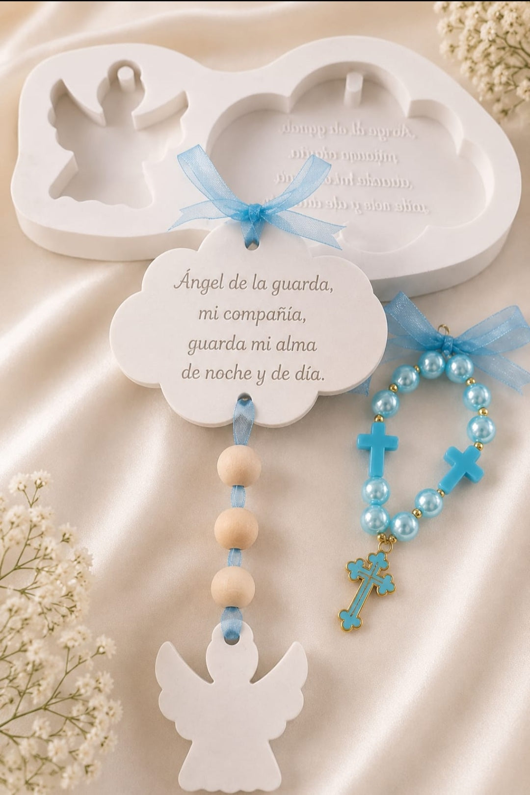 Molde de silicone em forma de nuvem com figura de anjo